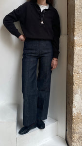 HIGH-WAIST NAVY DENIM